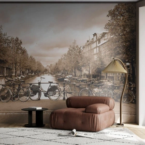 Fotótapéta Premium Sand - Holland hangulat - Város, Amszterdam, Kerékpár - 100x70 cm