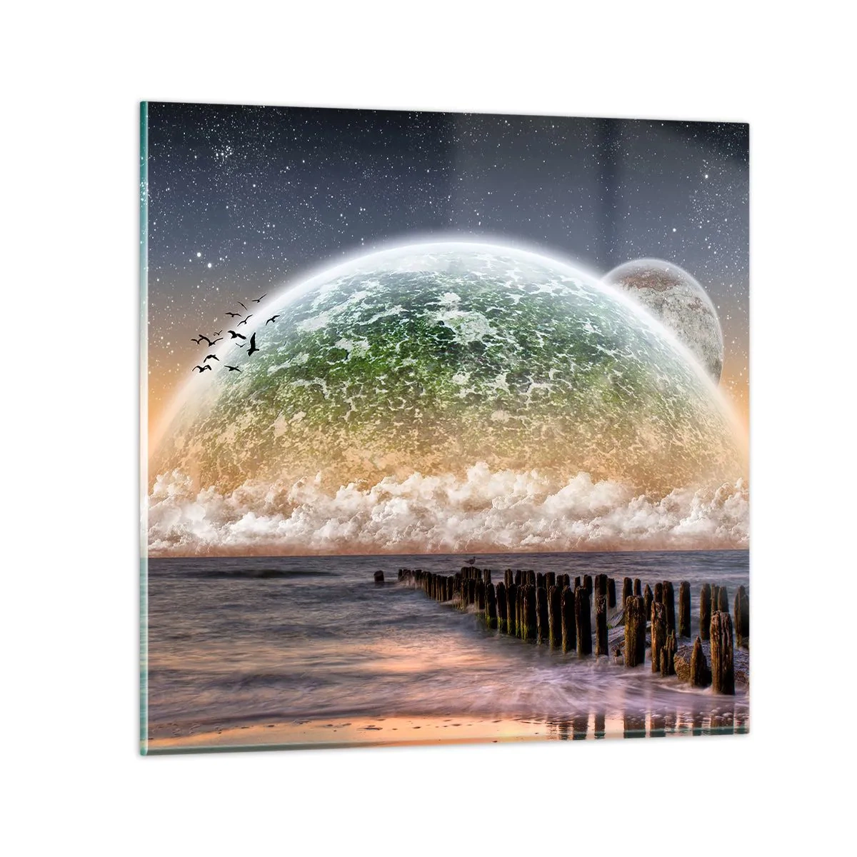 Üveg kép - És a világ kiemelkedett a vízből - 70x70 cm