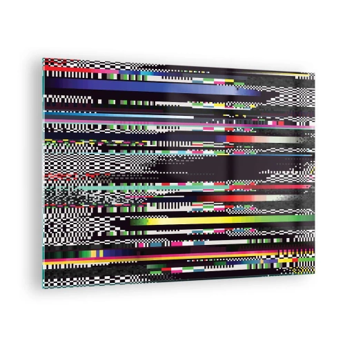 Üveg kép - Absztrakt digitális stílusú glitch grafika - 70x50cm - A valóság kontrollképe - Modern fali dekoráció nappalihoz és hálószobához ARTTOR