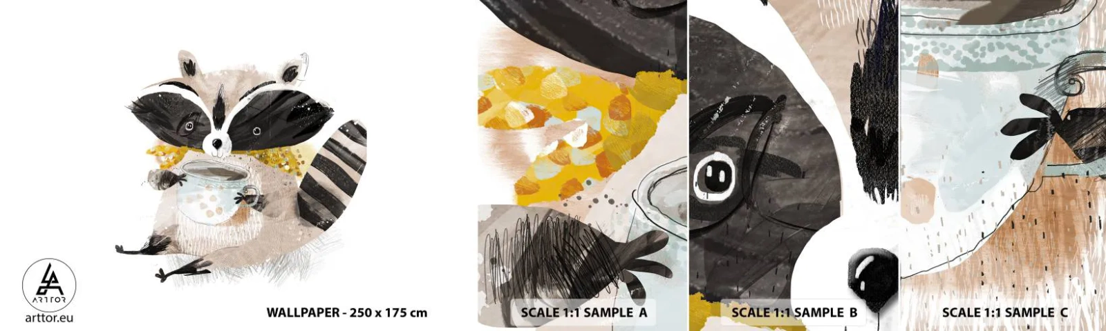 Fotótapéta Minta Standard Eco - A barátom a mosómedve - Gyerekeknek, Mosómedve, Grafika - 100x30 cm