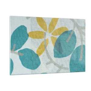 Üveg kép - Azúrkék levelek között - 120x80 cm