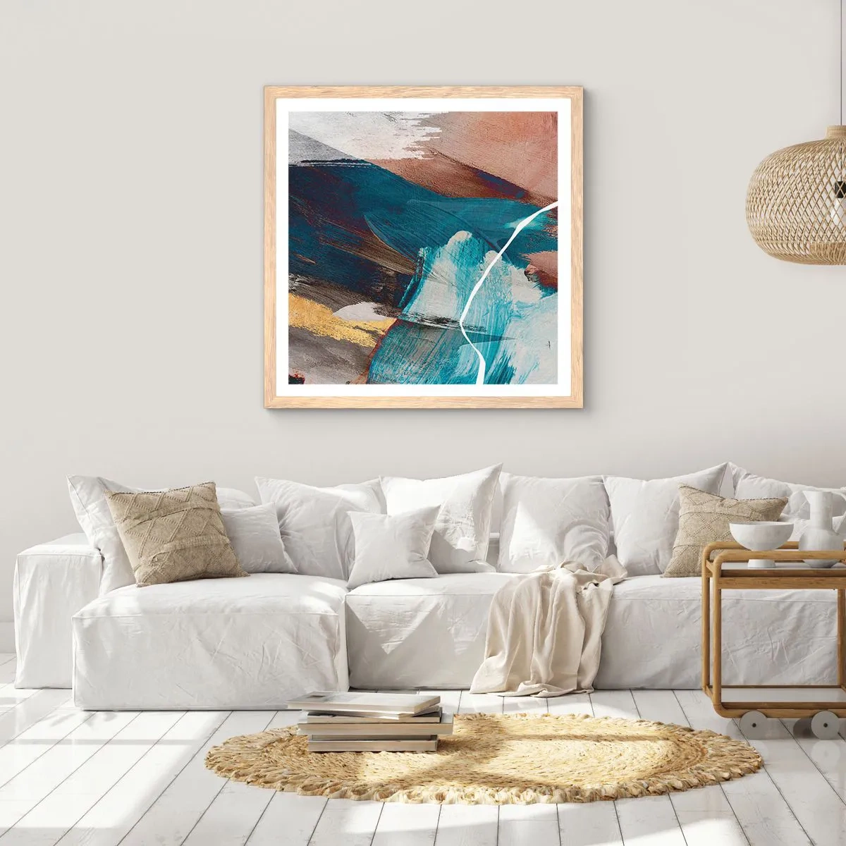 Poszter világos tölgy keretben - Lelkesedéssel és energiával - 50x50 cm