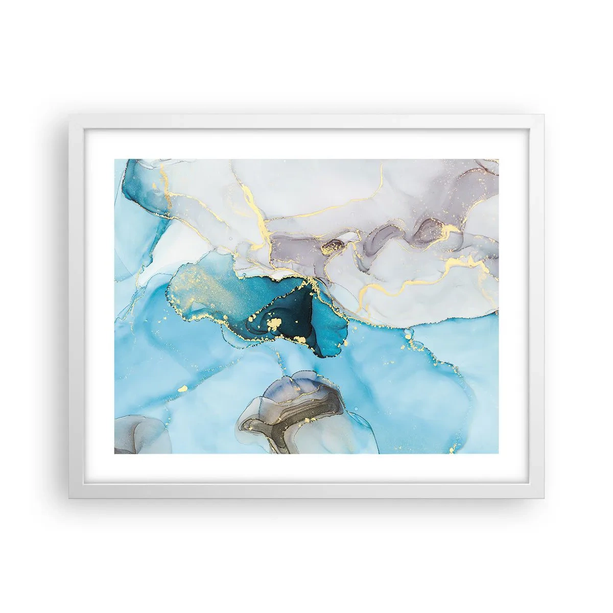 Poszter fekete keretben - Tanulmány a szürke és a türkiz találkozásáról - 50x40 cm