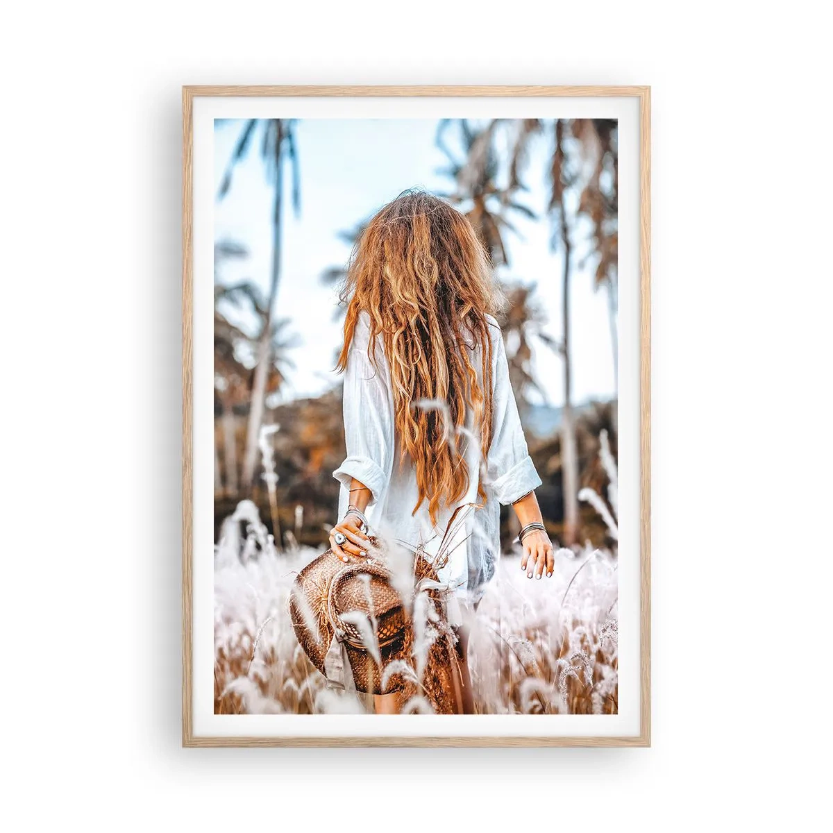 Poszter világos tölgy keretben - Fűbolyhból született - 70x100 cm