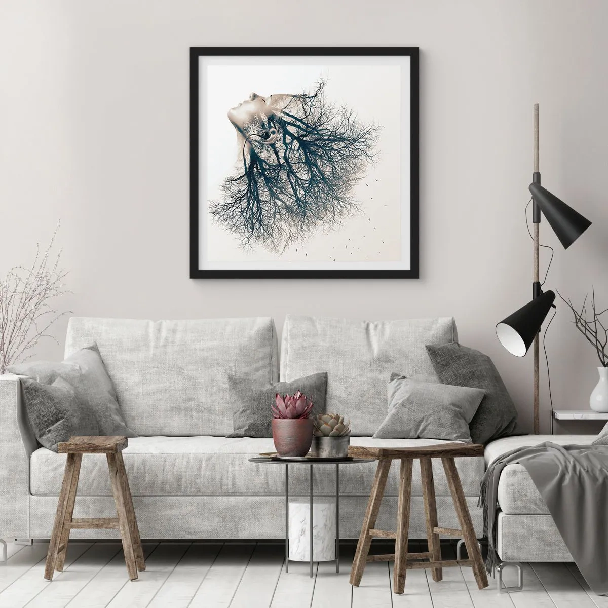 Poszter fehér keretben - Hallgatva a fa suttogását - 60x60 cm