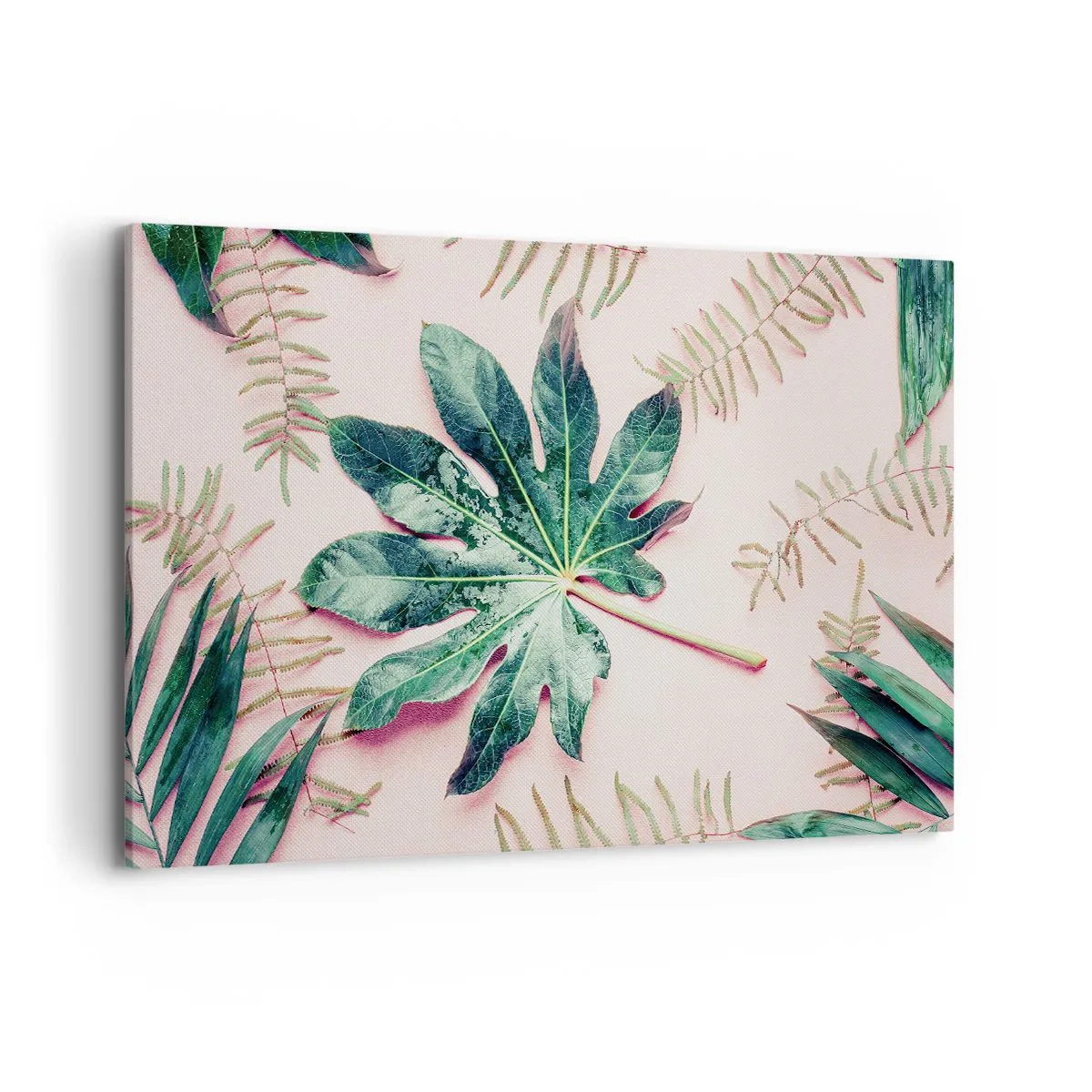 Vászonkép - A zöld tanulmánya a rózsaszín háttérben - 120x80 cm