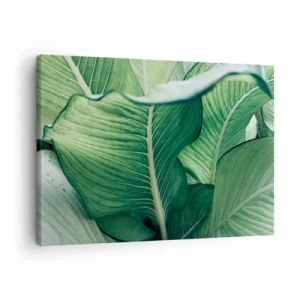 Vászonkép - Zöld levelek kifejező részletekkel és szerkezettel - 70x50cm - Intenzíven zöld élet - Modern fali dekoráció nappalihoz és hálószobához ARTTOR