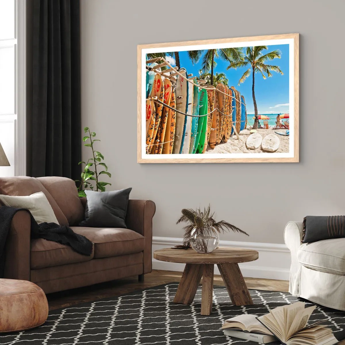 Poszter világos tölgy keretben - Napos mulatság - 70x50 cm