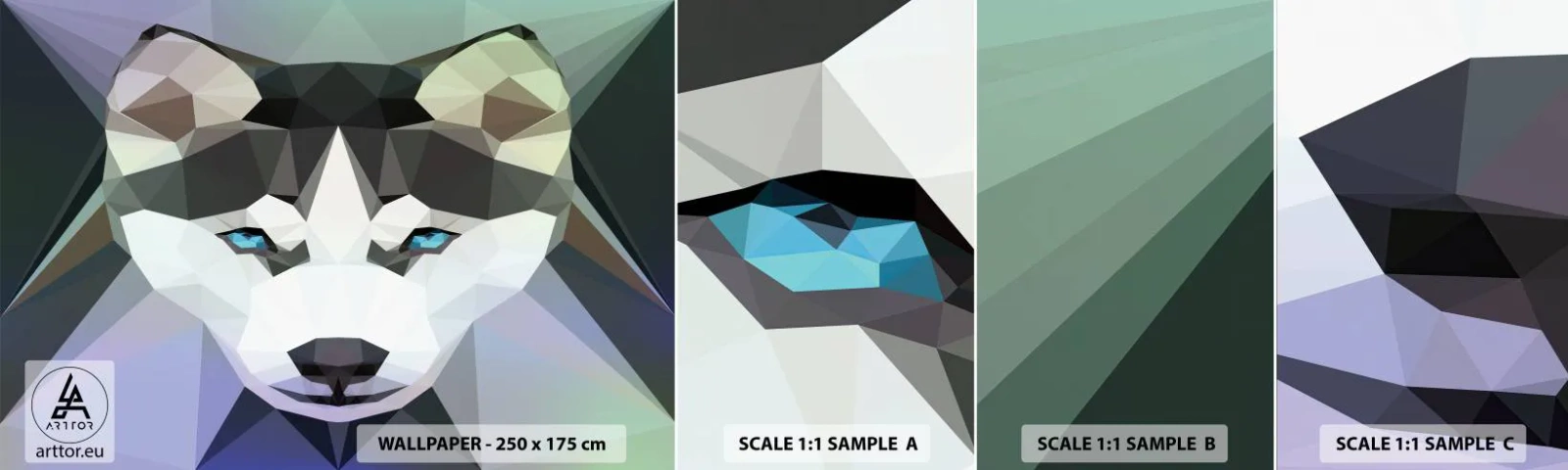 Fotótapéta Minta Öntapadós Deluxe Sticker - Az északi havas emléke - Absztrakció, Állatok, Farkas - 100x30 cm