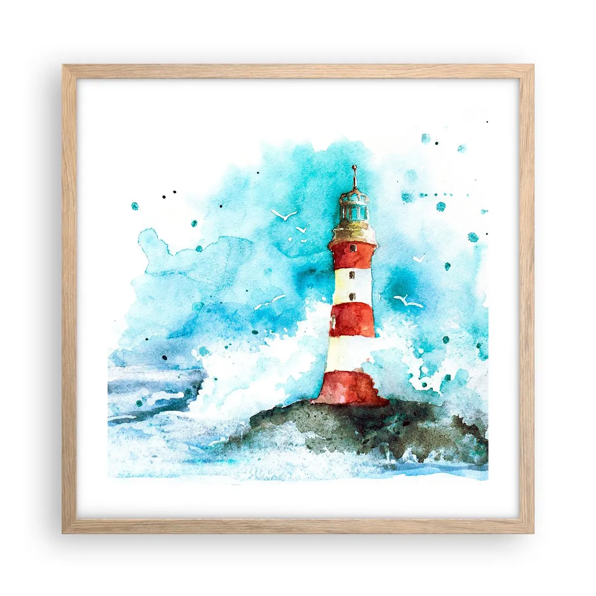 Poszter világos tölgy keretben - Az elemek egysége - 50x50 cm