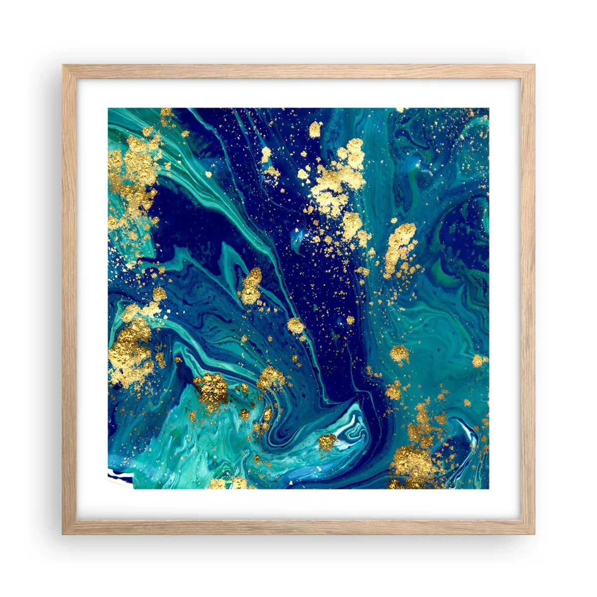 Poszter világos tölgy keretben - Nap pelyhek  - 50x50 cm