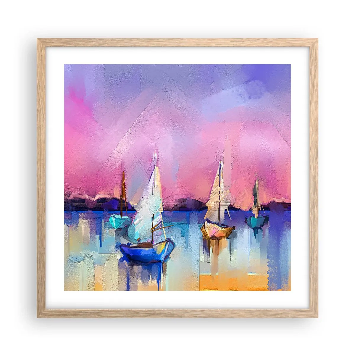 Poszter világos tölgy keretben - Irány: széles vizek - 50x50 cm