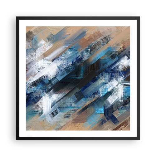 Poszter fehér keretben - Kék ferdén - 60x60 cm