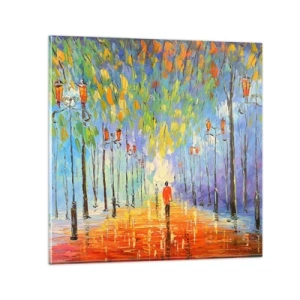 Üveg kép - Eső éjszakai dala - 40x40 cm