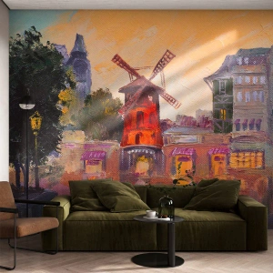 Öntapadós Fotótapéta Deluxe Sticker - Párizsi ikonok - Moulin Rouge - Párizs, Ventilátor, Moulin Rouge - 300x210 cm