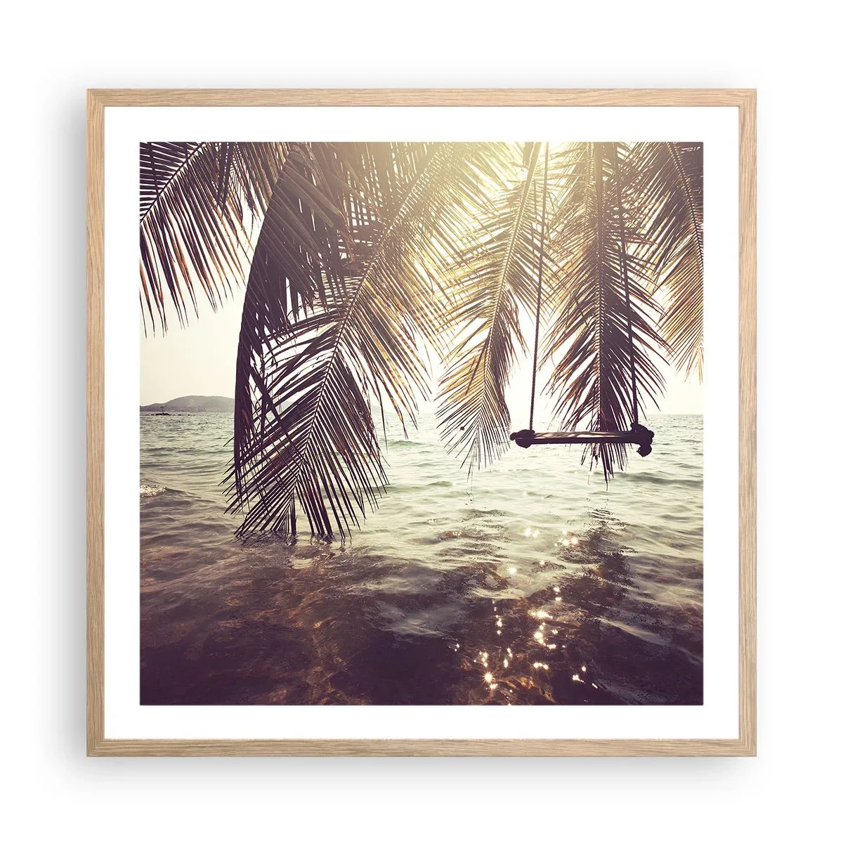 Poszter világos tölgy keretben - Tetszés szerint hintázhat a felhők között - 60x60 cm