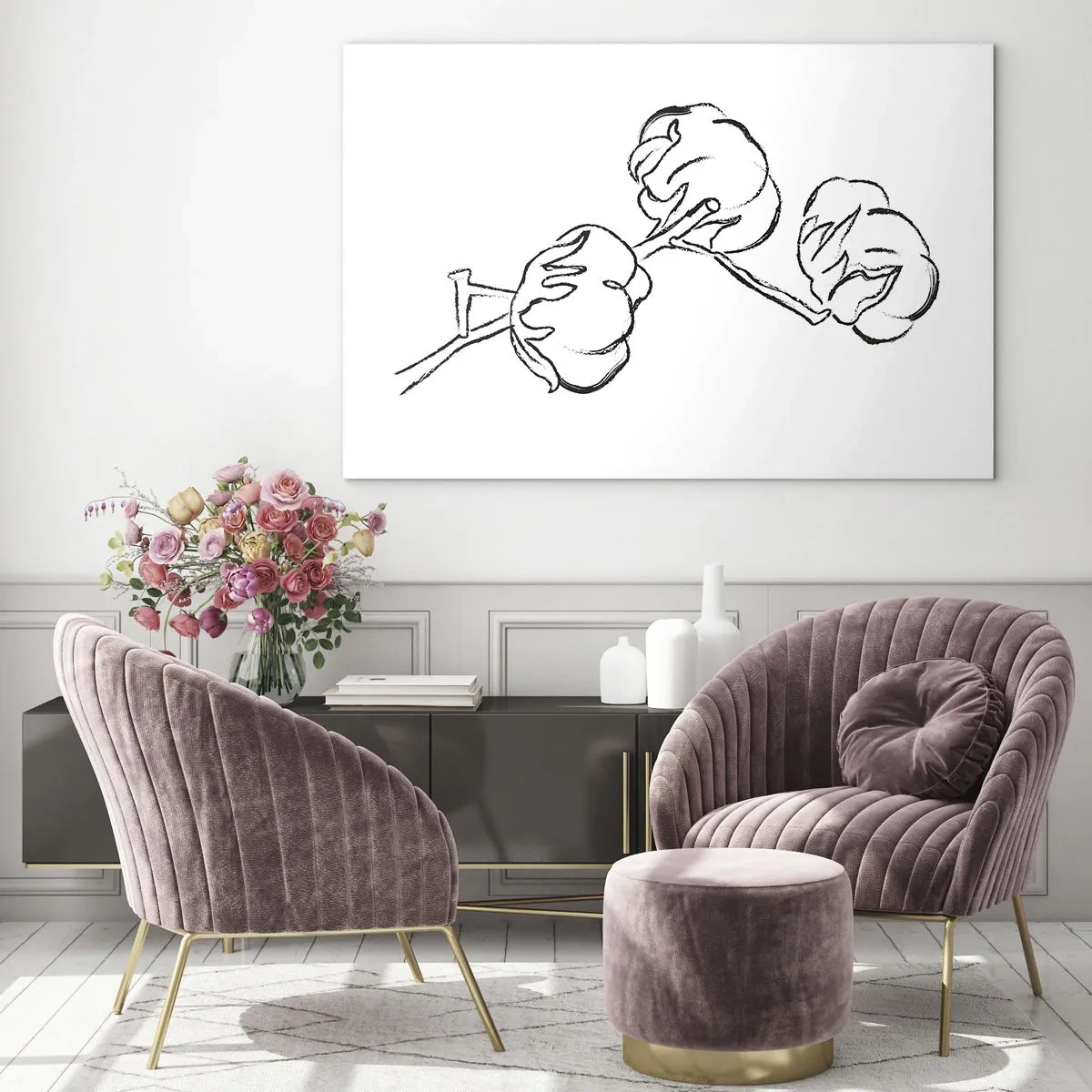 Üveg kép - Pamut pehely - 100x70 cm