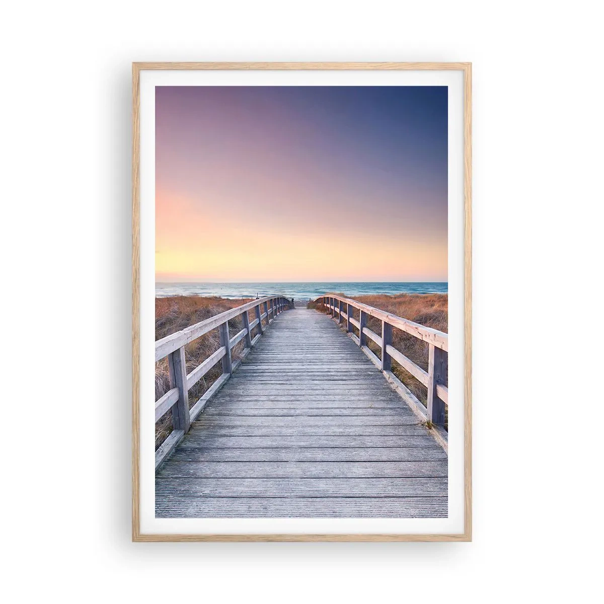 Poszter világos tölgy keretben - Balti esti aurora - 70x100 cm