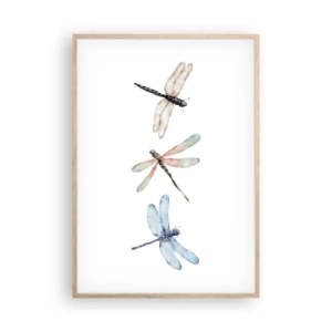 Poszter világos tölgy keretben - Súlytalan szitakötők - 70x100 cm