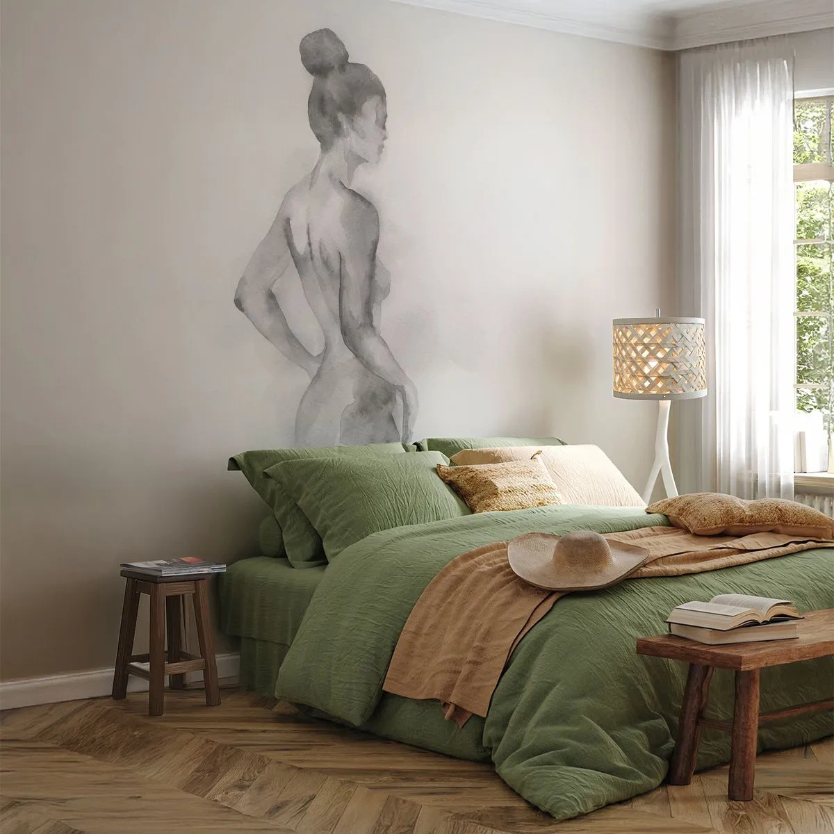 Fotótapéta Premium Sand - Gyönyörű, mint a festmény - Nő, Test, Grafika - 100x70 cm