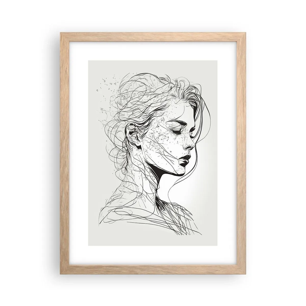 Poszter világos tölgy keretben - Portré álmodozásban - 30x40 cm