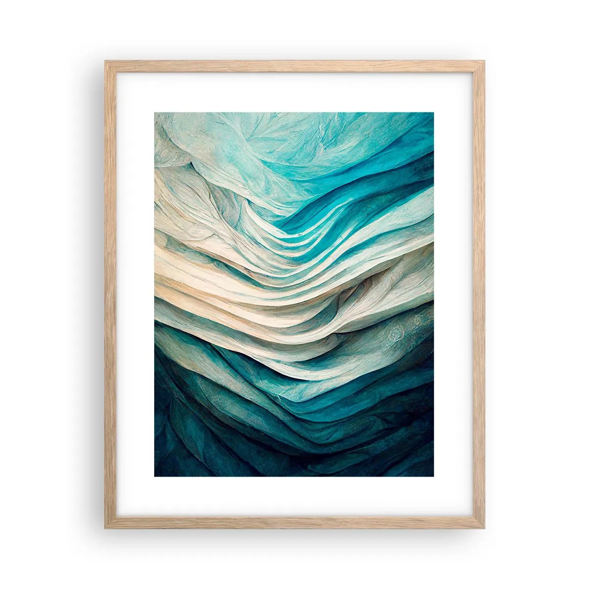 Poszter világos tölgy keretben - Kék telhetetlenség - 40x50 cm