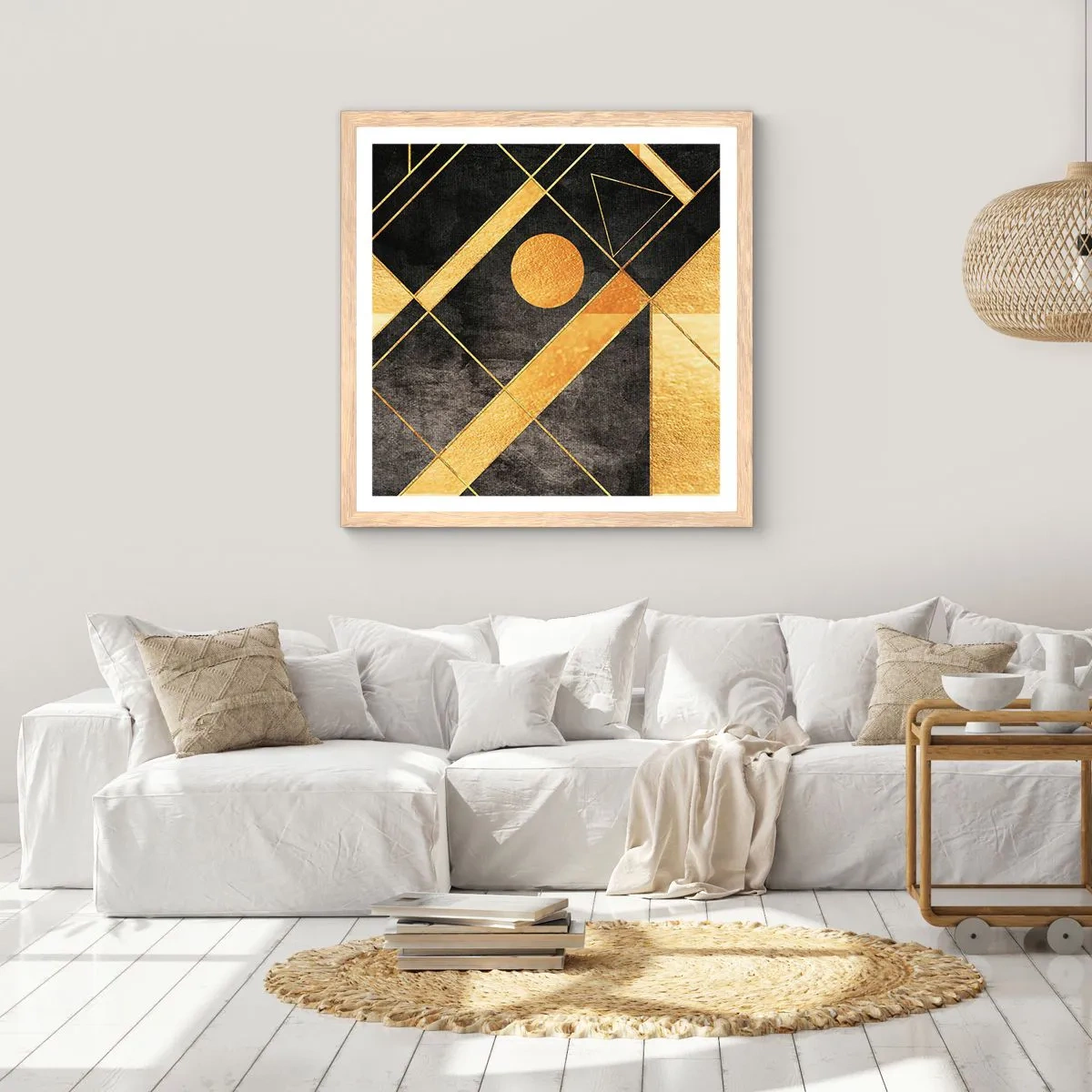 Poszter világos tölgy keretben - A sivatag napja - 40x40 cm