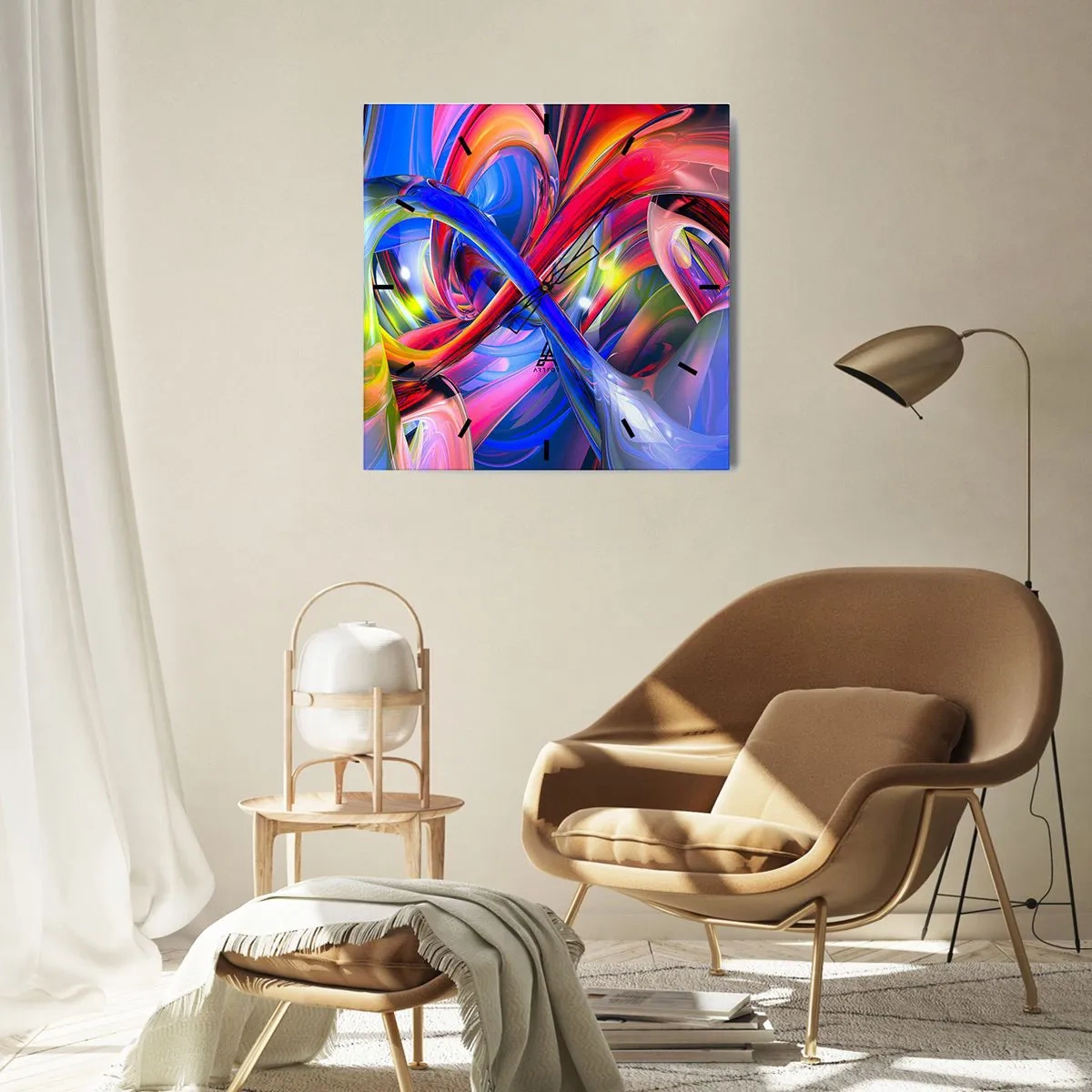 Falióra, Óra - A színek tánca - 40x40 cm