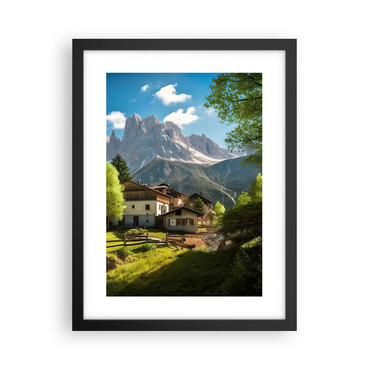 Poszter fehér keretben - Alpesi idill - 30x40 cm