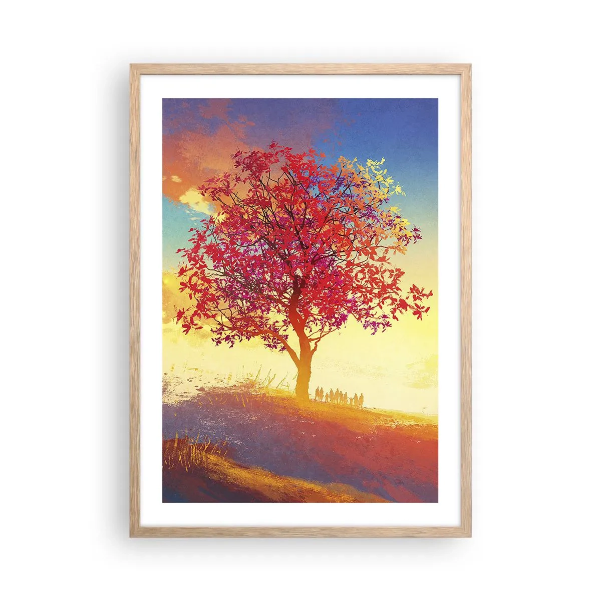 Poszter világos tölgy keretben - Zarándok a célállomáson - 50x70 cm