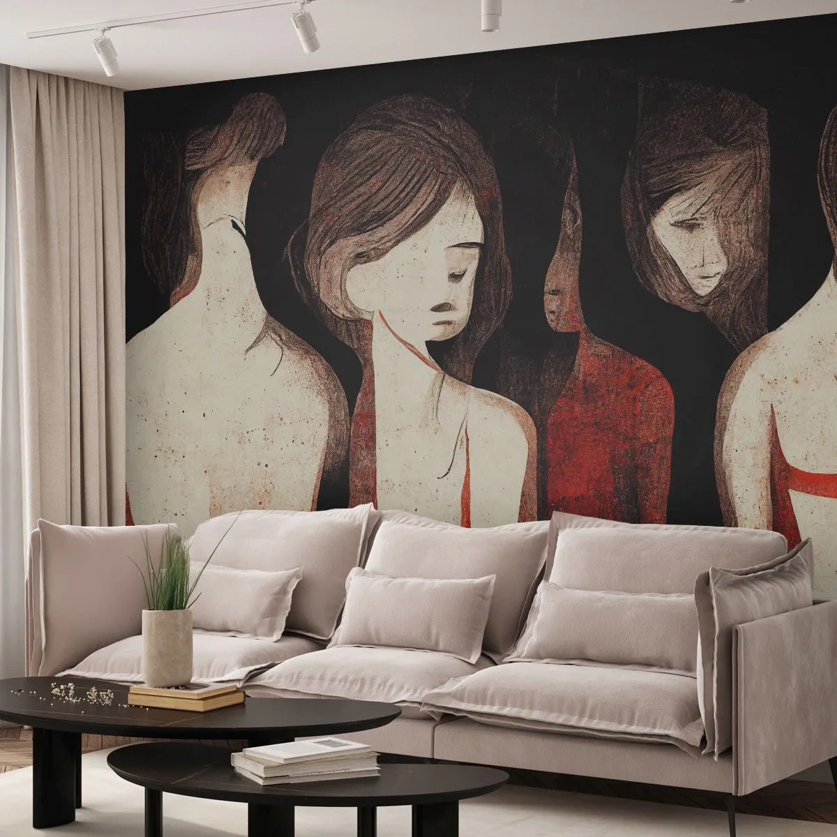 Fotótapéta Premium Sand - A sötétség madonnái - Nők, Darab, Szomorúság - 250x175 cm