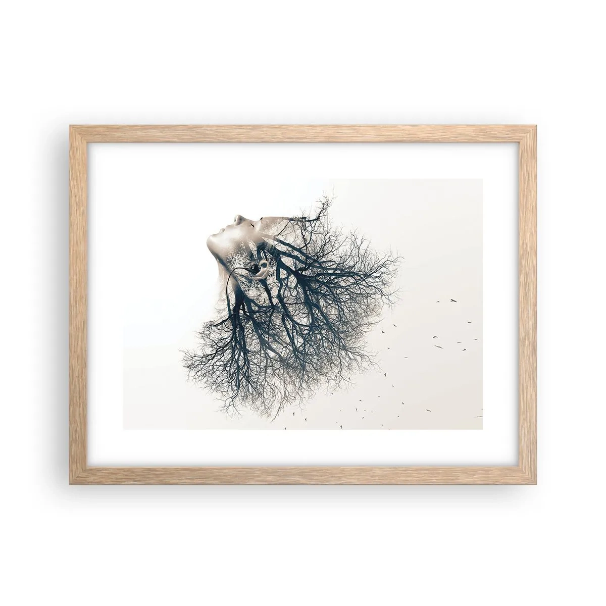 Poszter világos tölgy keretben - Hallgatva a fa suttogását - 40x30 cm