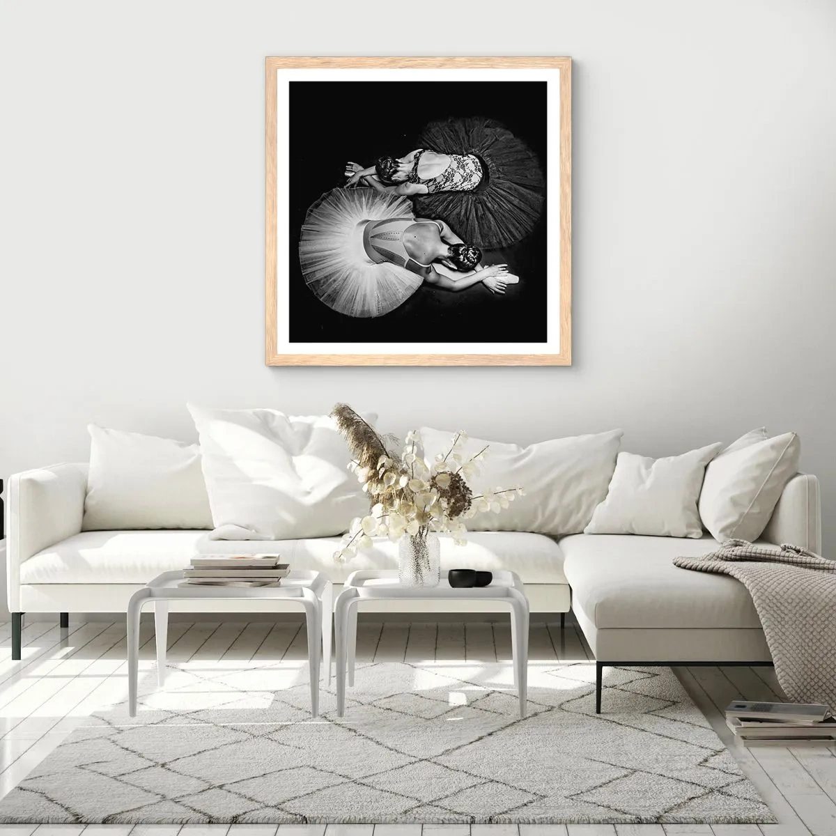 Poszter világos tölgy keretben - Jin és jang – tökéletes egyensúly - 40x40 cm