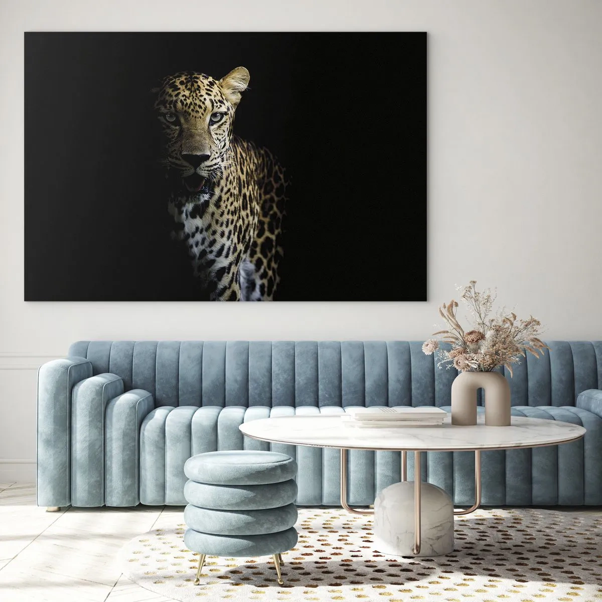 Üveg kép - Oroszlán az árnyékban - 70x50cm - Sötét szépség - Modern fali dekoráció nappalihoz és hálószobához ARTTOR