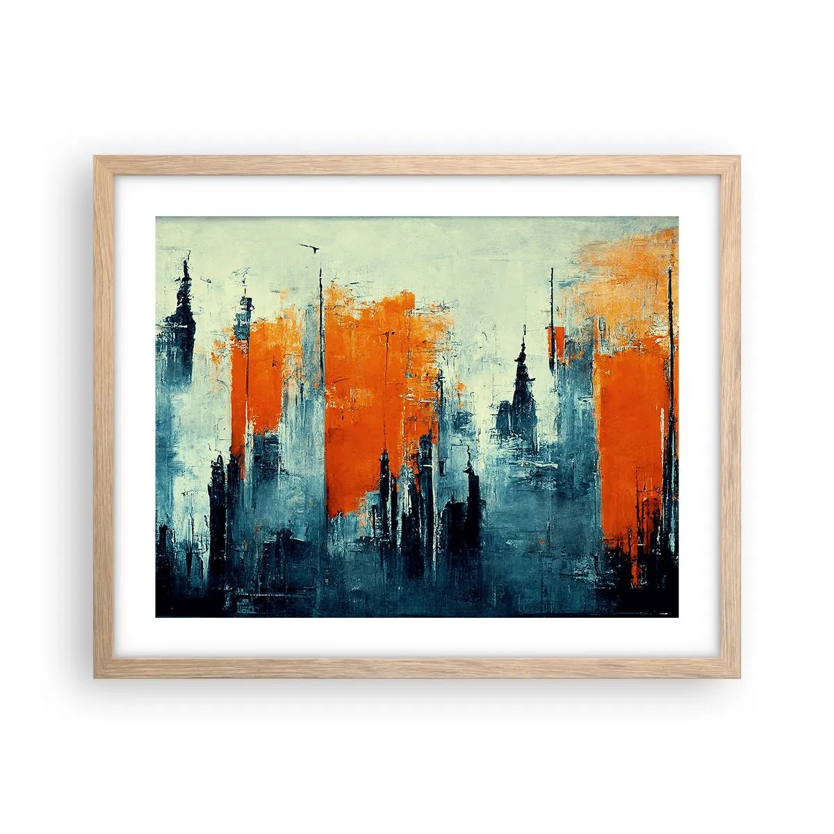 Poszter világos tölgy keretben - Kortárs tájkép - 50x40 cm