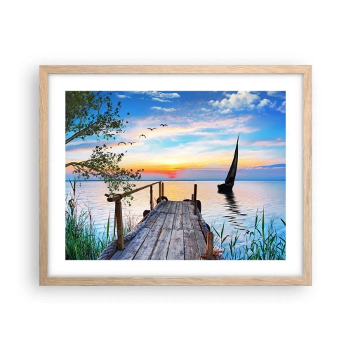 Poszter világos tölgy keretben - Kellemes este - 50x40 cm