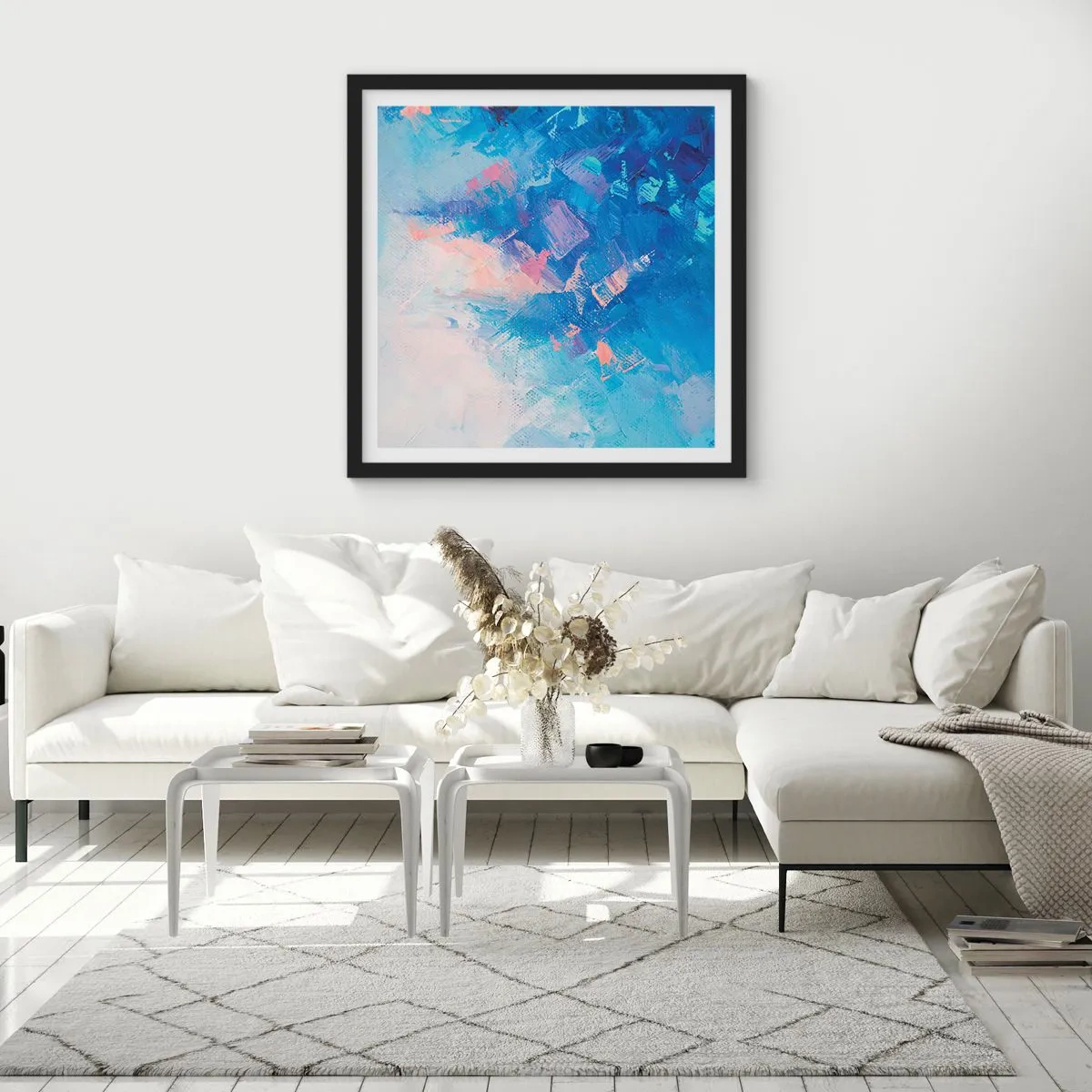 Poszter fehér keretben - Téli absztrakció - 60x60 cm