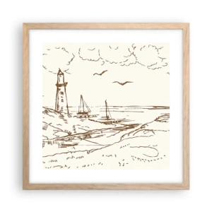 Poszter világos tölgy keretben - A nyár emlékeinek vázlata - 40x40 cm