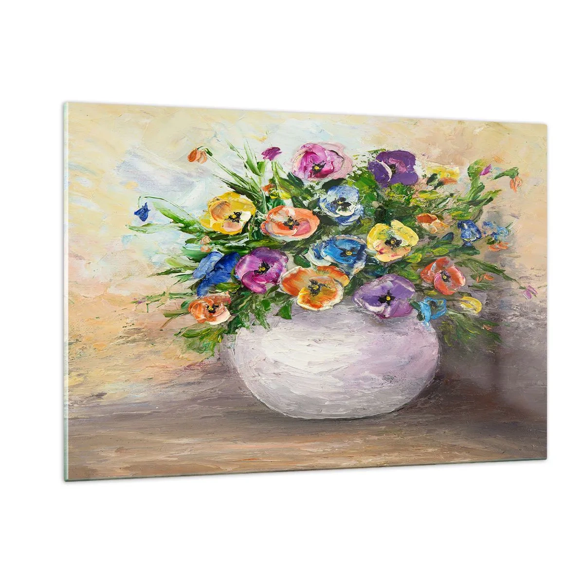 Üveg kép - Csendélet fehér vázával - 120x80 cm