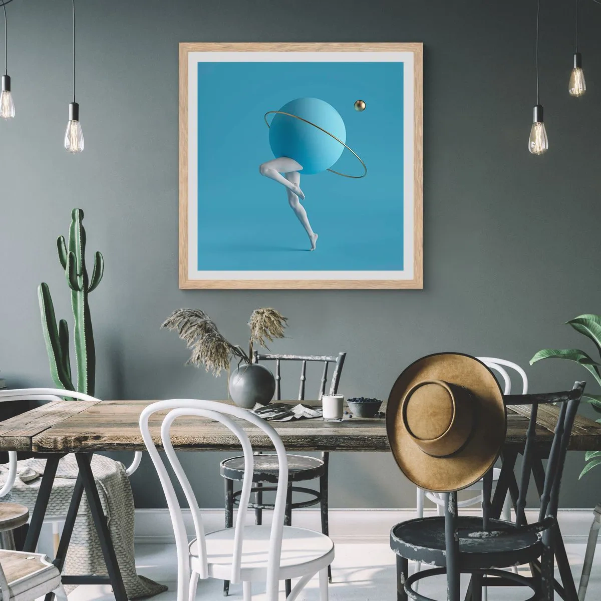 Poszter világos tölgy keretben - És a bolygók megbolondulnak - 40x40 cm