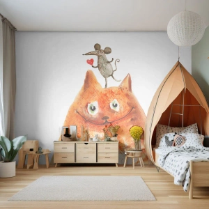 Öntapadós Fotótapéta Deluxe Sticker - A szerelem paradoxonjai - Gyerekeknek, Egér, Macska - 250x175 cm