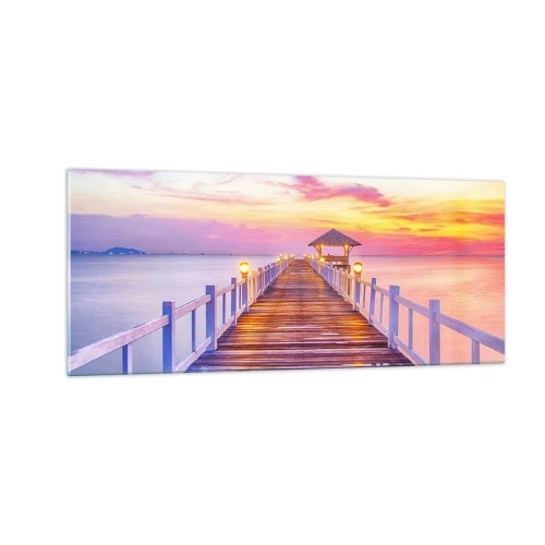 Üveg kép - Az est lilás-arany csendje - 100x40 cm