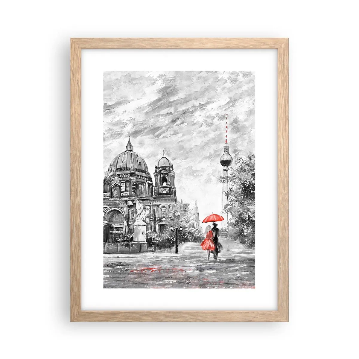 Poszter világos tölgy keretben - Berlini találkozó - 30x40 cm