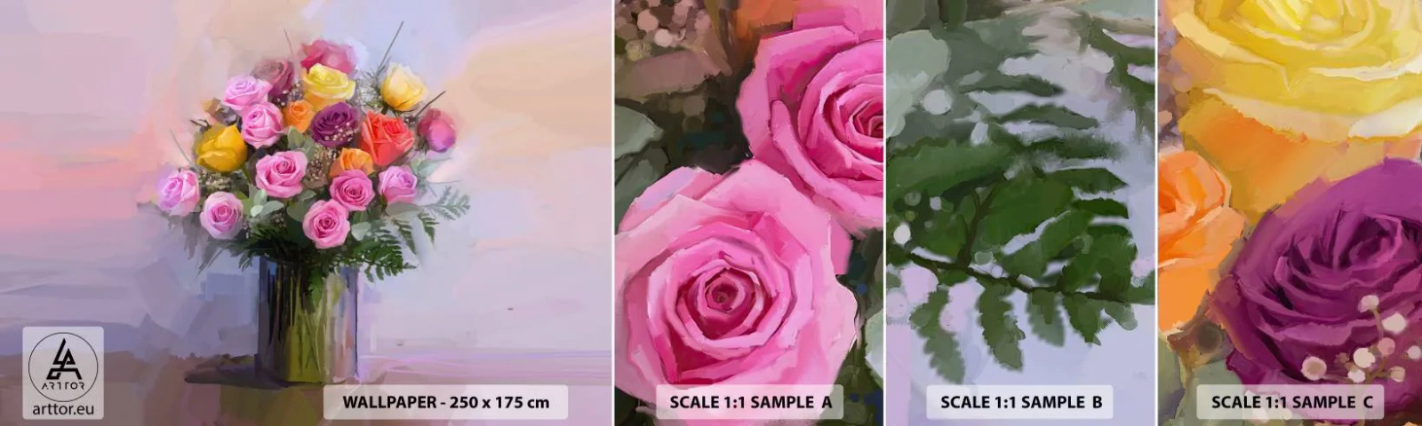 Fotótapéta Minta Standard Eco - Megtartott szépség - Váza virágokkal, Csokor virág, Darab - 100x30 cm