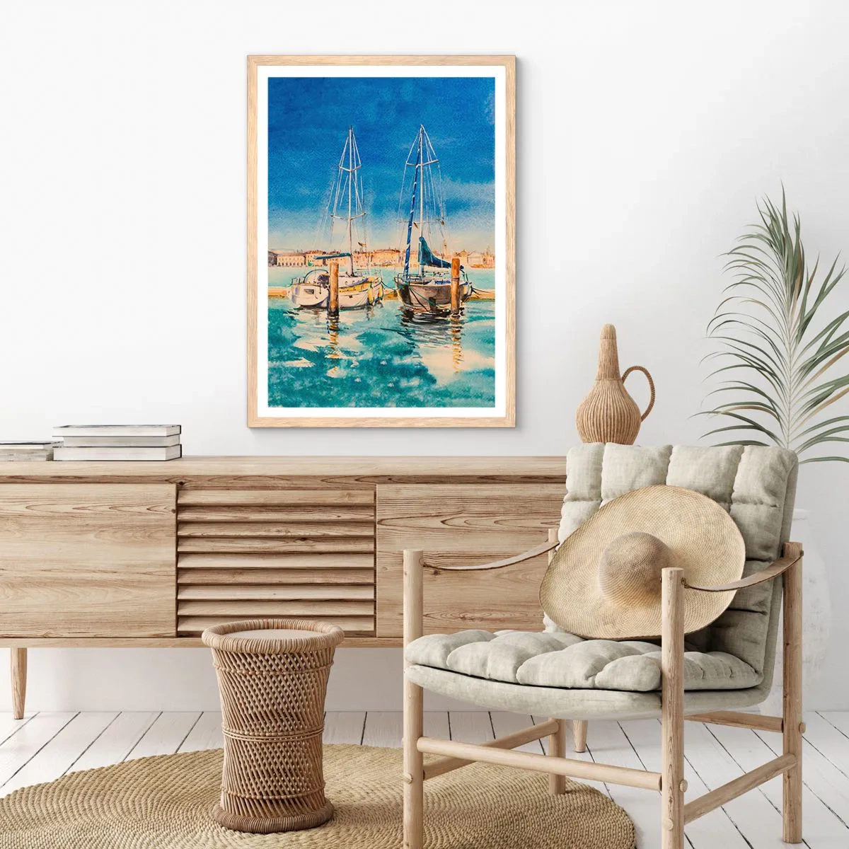 Poszter világos tölgy keretben - Napos lagúna - 61x91 cm