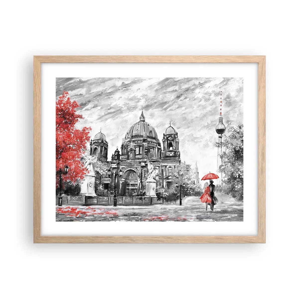 Poszter világos tölgy keretben - Berlini találkozó - 50x40 cm