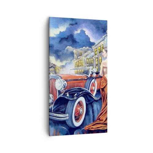 Vászonkép - Noktürn kékben és korallban - 55x100 cm