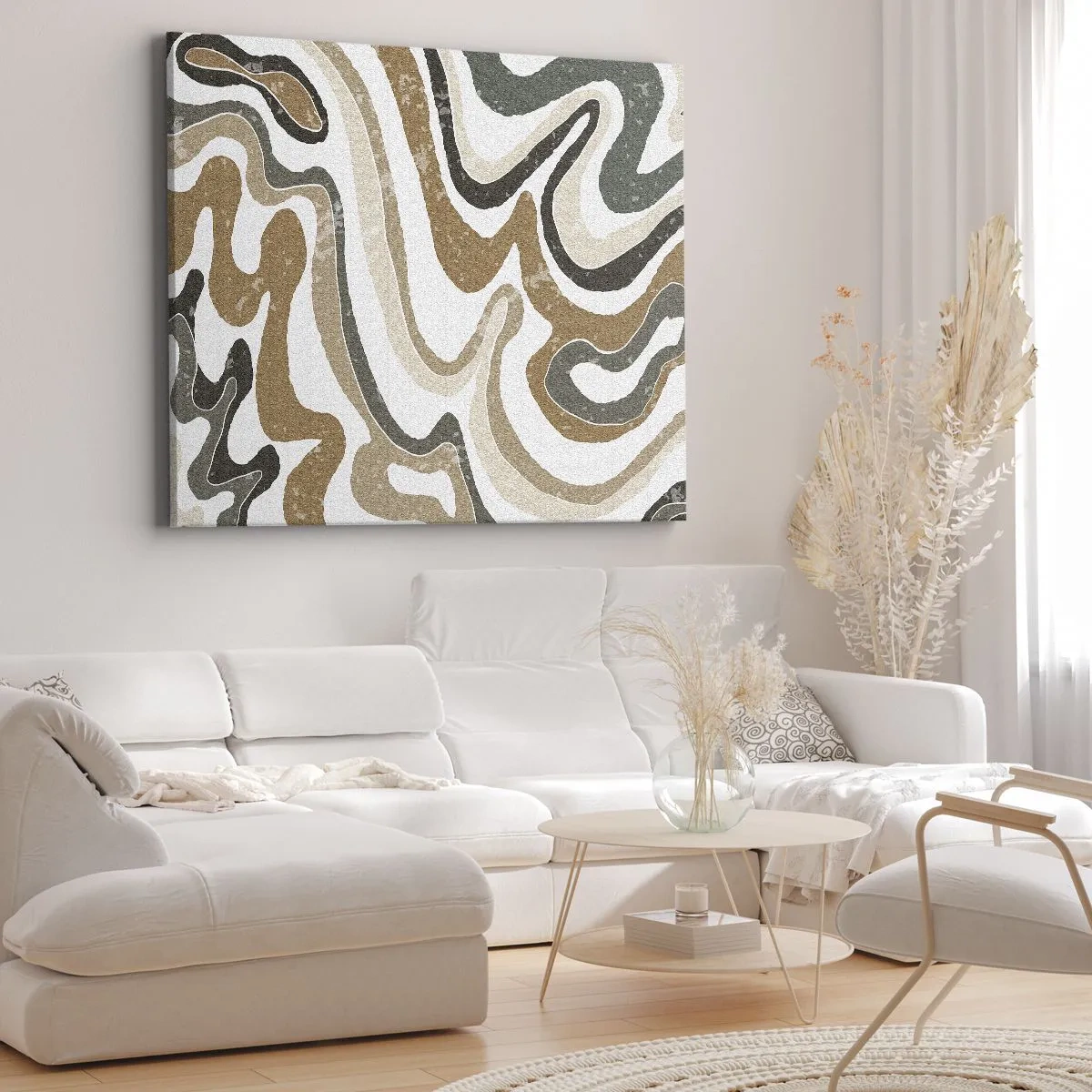Vászonkép - Földszínű minták barna és zöld árnyalatokban - 70x50cm - Földszínű színek kanyarulatai - Modern fali dekoráció nappalihoz és hálószobához ARTTOR