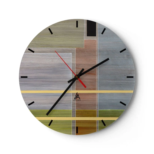 Falióra, Óra - Színes téglalapok vízszintes és függőleges elrendezésben - 30x30cm - Egyszerűen és nyugodtan - Modern fali dekoráció nappalihoz, konyhához és hálószobához ARTTOR