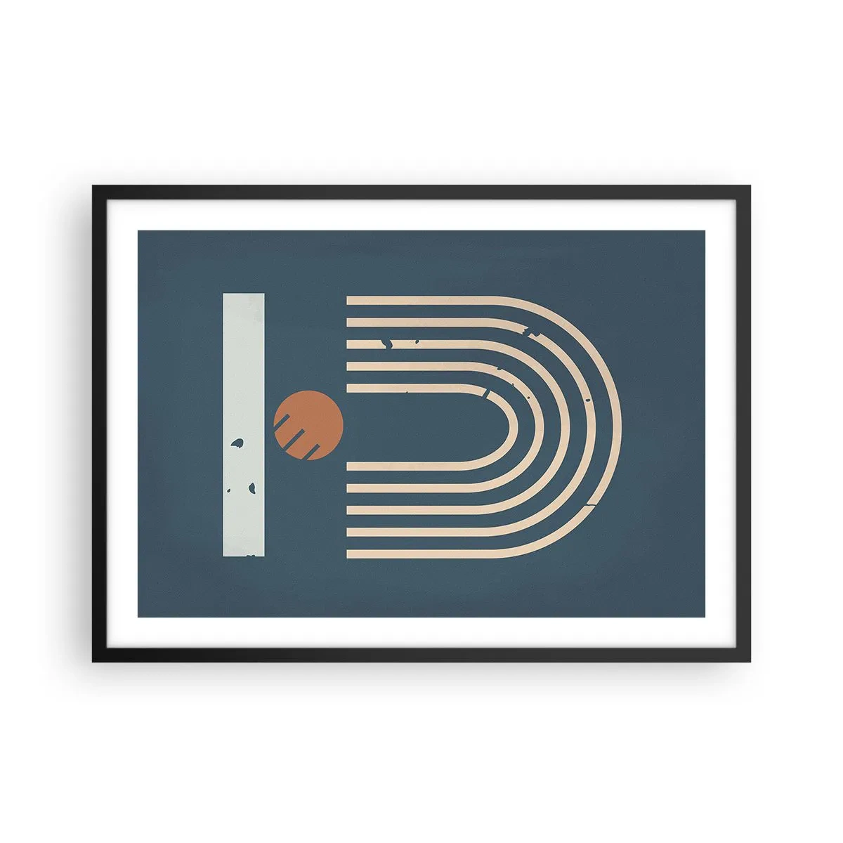 Poszter fehér keretben - Geometria sötétkék háttéren - 70x50 cm